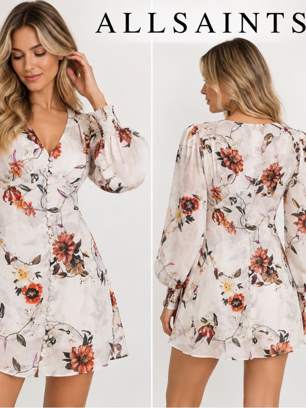 ALLSAINTS Auden Sanibel Floral Jacquard Dress $269